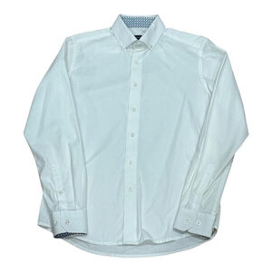 Sahara Shirt Mens Small White Slim Fit Textured Long Sleeve Button Up Dress